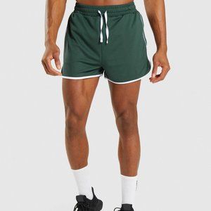 Gymshark Mens RECESS 3" SHORTS Obsidian Green/White L